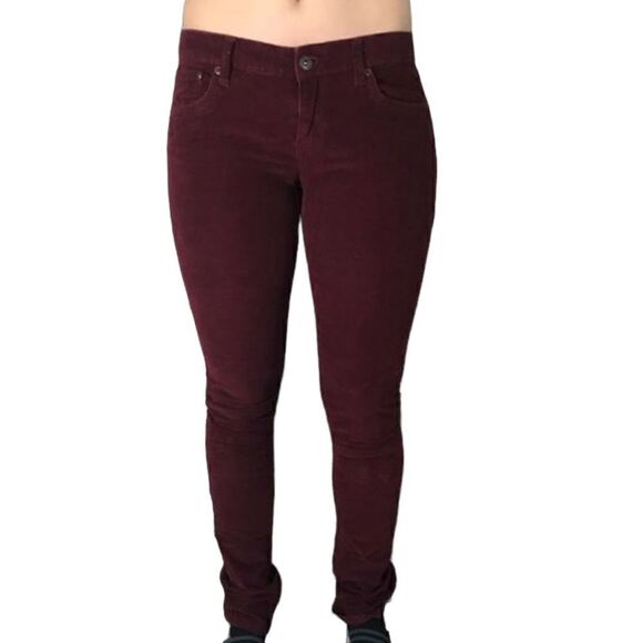 Burgundy Corduroy Spandex Blend Trousers - Picture 5 of 10